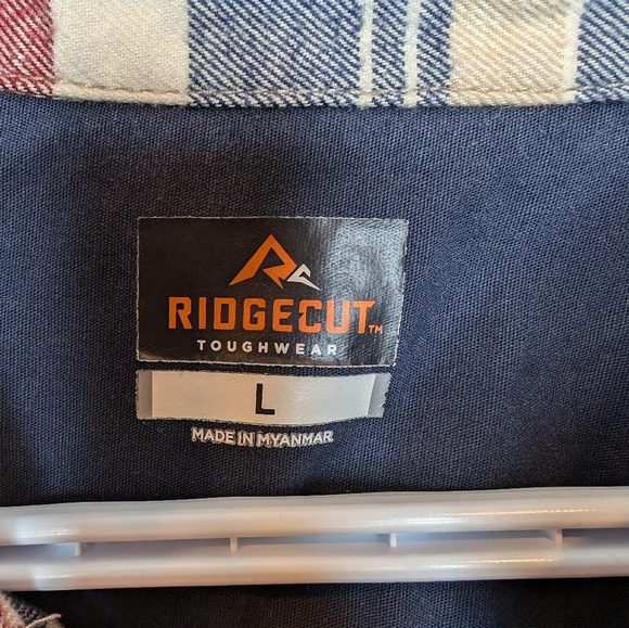 Ridgecut Toughwear Plaid Flannel Button  Down Work Shirt 100% Cotton Men L - Picture 3 of 6